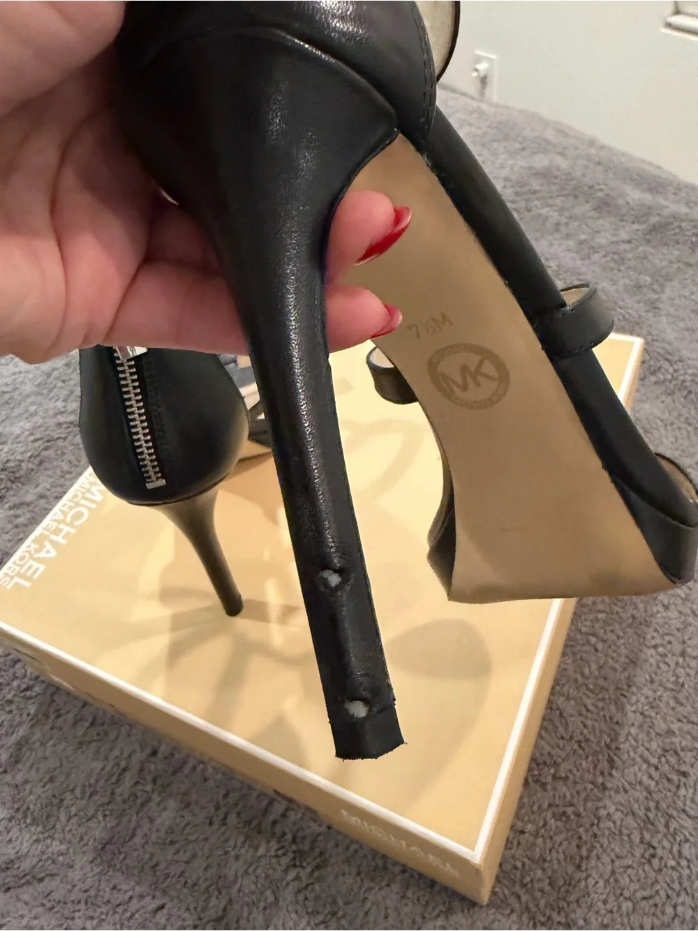 MICHAEL Michael Kors Black Studded T-Strap Platform Heels